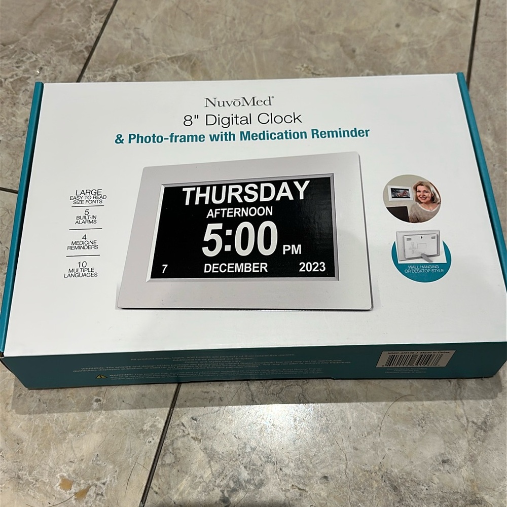 Nuvomed Digital clock and photo frame with Medication reminder